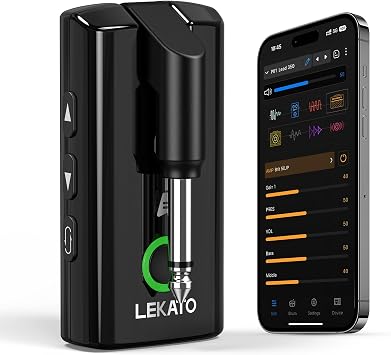 LEKATO Mini Guitar Headphone Amp, App-Controlled Multi-Effects with 8 Modules, 18 Amps, 20 IRs & IR Loading, Plus Drum Machine, Silent Practice, OTG Recording, and Bluetooth Streaming,PA-5