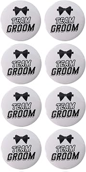 Brosash Bachelor Party Buttons "Team Groom" Pack of 8 Groom to Be Pins Decorations Supplies Party Decor Bridal Shower Gifts Bach Favors Wedding Ideas Engagement Accessories Men Groomsman Accessory