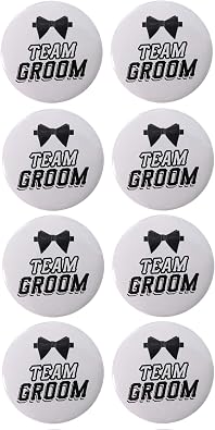 Brosash Bachelor Party Buttons "Team Groom" Pack of 8 Groom to Be Pins Decorations Supplies Party Decor Bridal Shower Gifts Bach Favors Wedding Ideas Engagement Accessories Men Groomsman Accessory