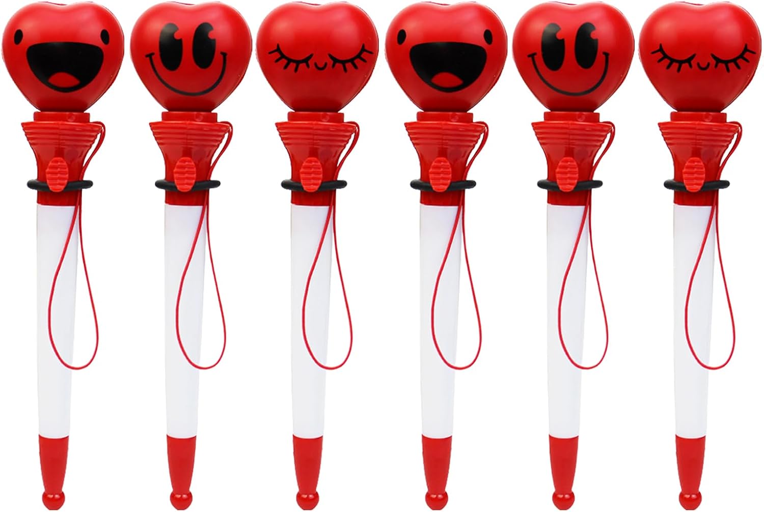 6Pcs Funny Ballpoint Pen Novelty Decompress Pen Stress Relief for Children Adult Student Teacher Mental Worker Heart Shaped