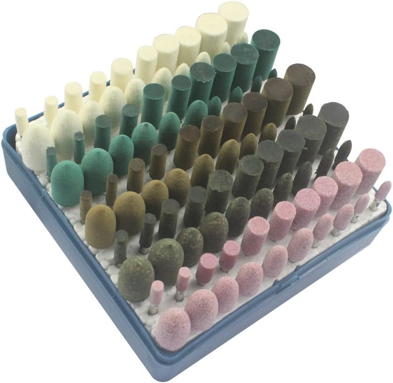 100 Pcs Polishing Grinding Bits, 1/8 Inch Shank Wool/Sesame/Rubber/Cowhide/Abrasive Stone Grinding Tools