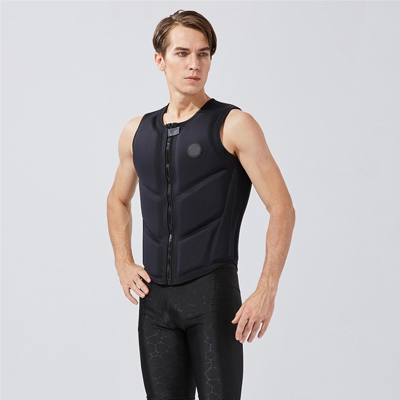 Adult Classic Surfing Vest High Buoyancy Surfing Vest with Zipper for Fishing Kayaking Swimming Boating Canoeing Rafting Water Sports Safety Gear Men Women Adjustable
