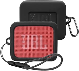 For GO ESSENTIAL Bluetoothスピーカー 専用保護収納 シリコンケース/紛失防止バックル付き/落下防止コード付【YCJDP】柔らかい 防水防塵 軽量 耐衝撃性 無臭で 耐久性 ソフト 衝撃 吸収 for GO ESSENTIAL Bluetoothスピーカー 用 保護カバー (ブラック)