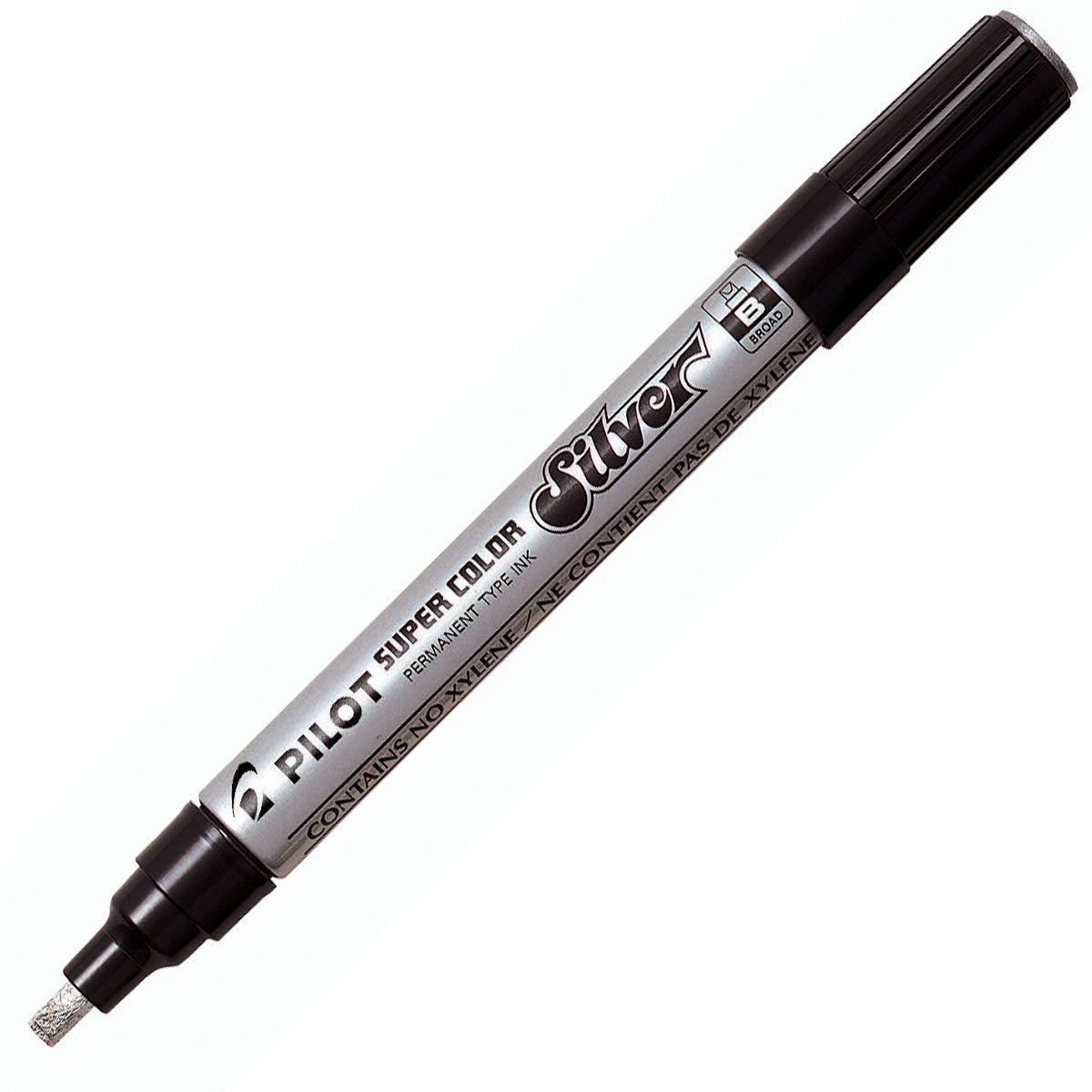 Pilot Super Colour Broad Marker Chisel 4.5 mm Tip - Silver, Box of 12