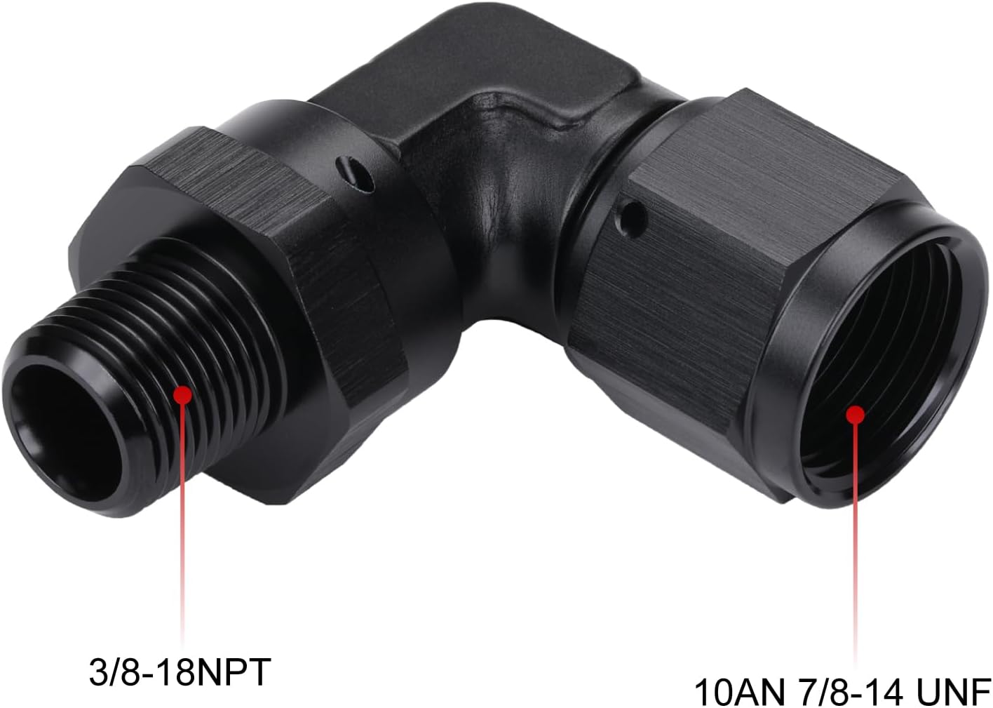 10AN Female Flare to 3/8 NPT Pipe Swivel 90 Degree Fitting Adapter Connector Aluminum Black