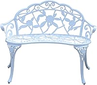 Vista 6 de Banco de aluminio fundido para exteriores, banco de jardín de rosas para patio, parque, césped, patio (bronce)
