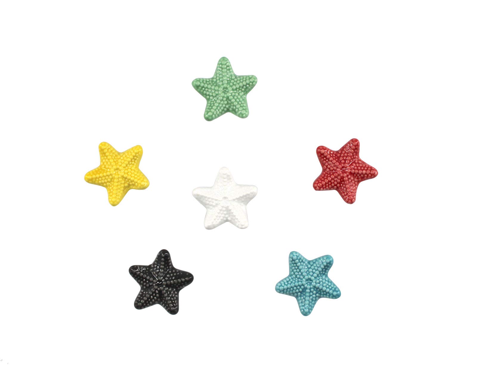 Confezione da 8 pomelli in ceramica a forma di stella marina blu con base in lega di zinco per armadietti, maniglie per armadietti