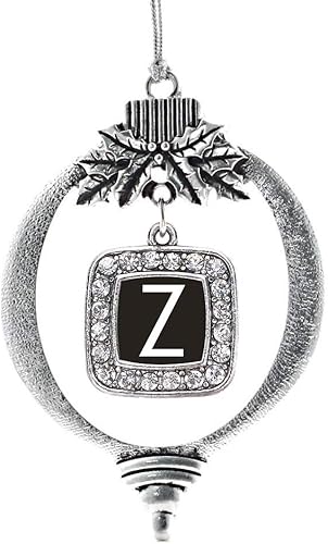 Miniatura 69 de Inspired Silver - My Vintage Initials - Adorno con dije de letra J - Adornos navideños cuadrados de plata con joyas de circonita cúbica