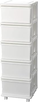 JEJ Astage SIU-5-WH SEEDS Slim Chest, 5 Tier with Casters, Plastic, White