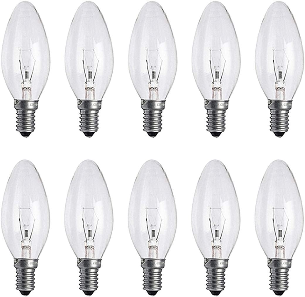Light Bulbs Small Screw in Candle, Ịṇcạṇḍẹṣcẹṇṭ Candle Bulbs Dimmable 2̣5̣Ẉạṭṭ, 10 Pack Screw in Light Bulbs SES E14, Warm White 2700K, 230V