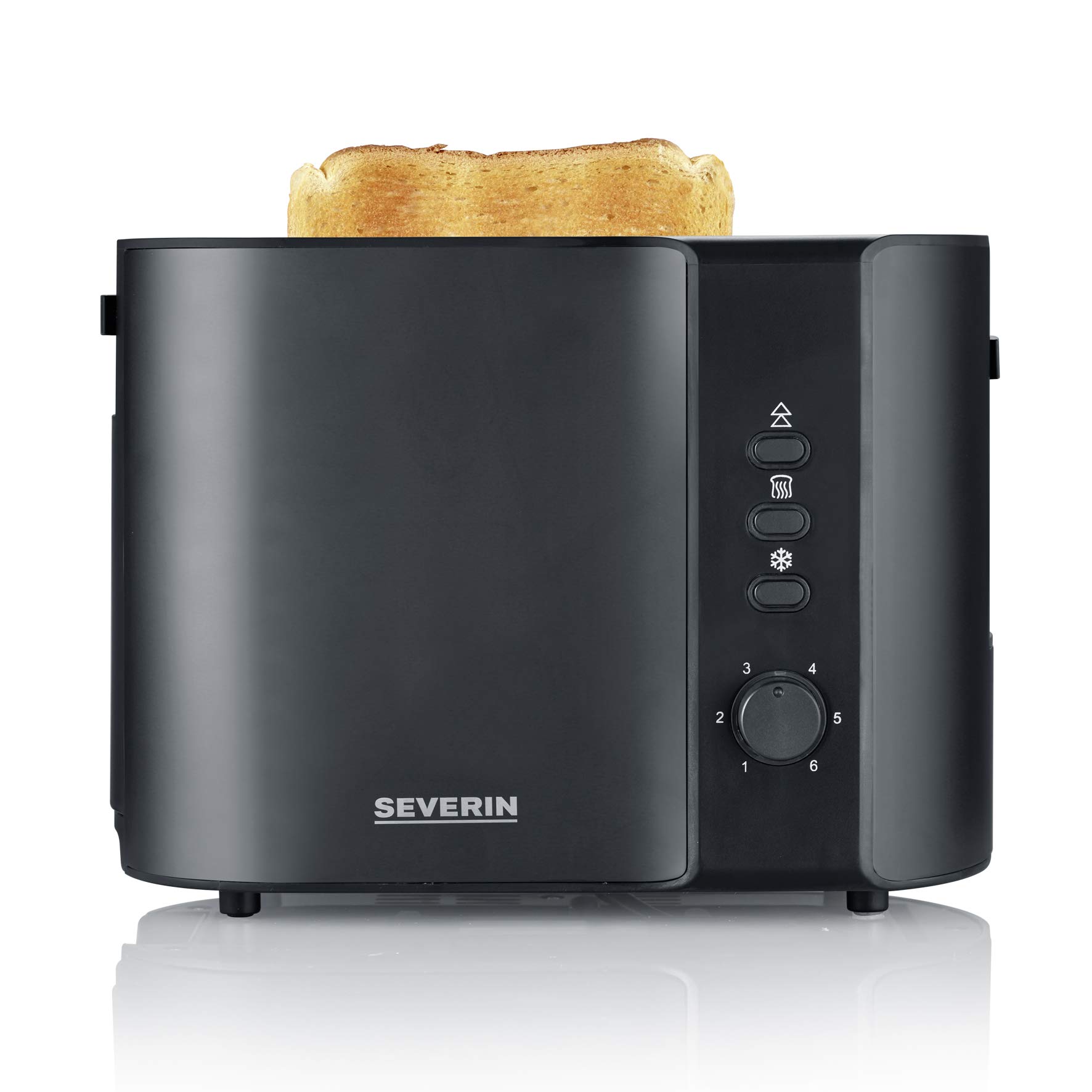 SEVERIN Automatik-Toaster mit 2 Toastschlitzen, mit Brötchenaufsatz, Edelstahl, zum Toasten, Auftauen und Erwärmen, 800 W, schwarz/matt, AT 9552, Mattschwarz