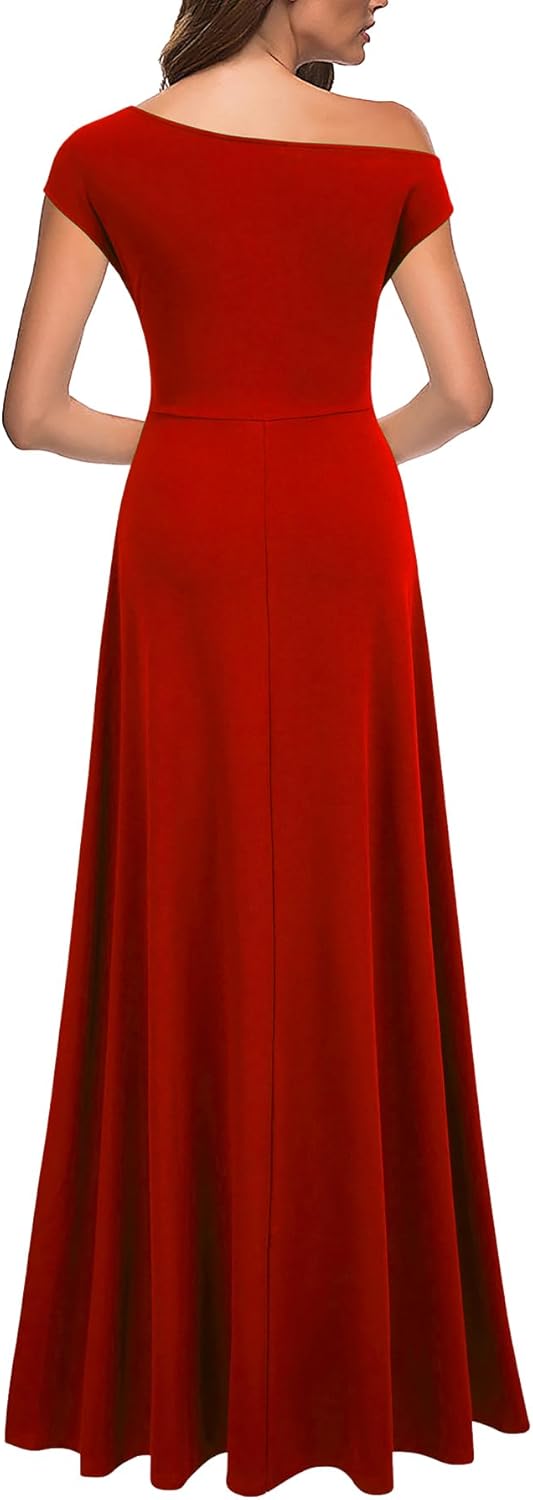 MUSHARE Women's One Shoulder Formal Dress Sexy Split Party Long Cocktail Dresses - Image 2