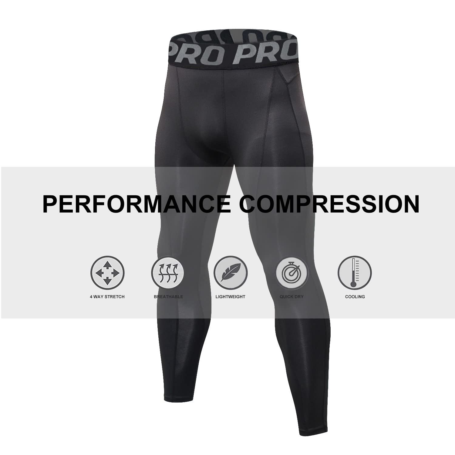 LANBAOSI Lot de 3 Leggings Compression Homme Thermique sous-Vêtement Caleçon Long Hiver Chaude Couche de Base Pantalon