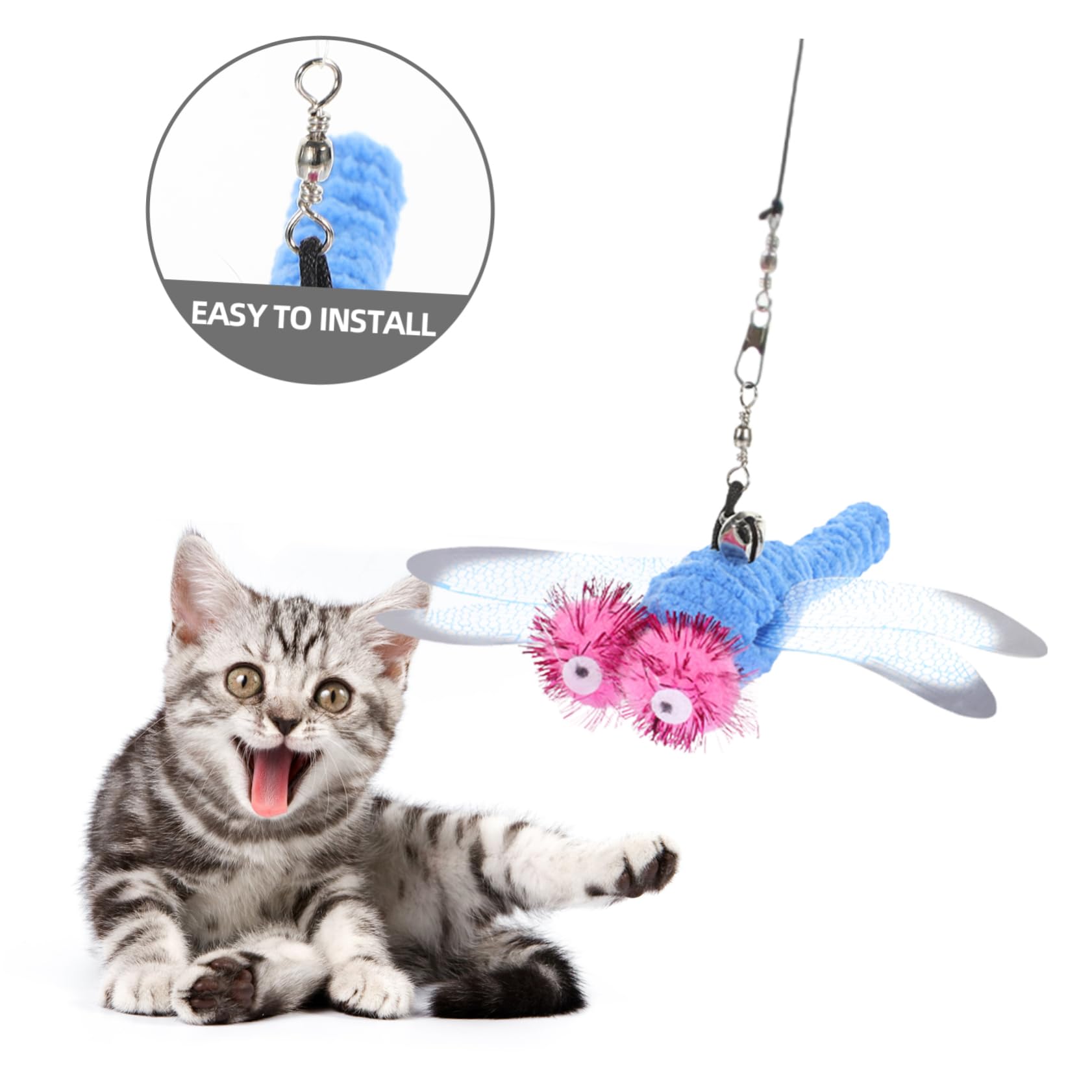 minkissy 15 pezzi Cat Teaser Bacchetta giocattolo coniglio giocattoli sfusi gatto verme giocattolo Cat Toys libellula gatto sostituzione gatto bacchetta allegati coniglietto giocattoli per conigli