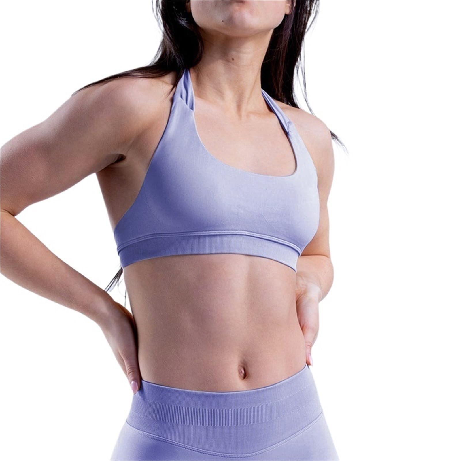 Sujetador Deportivo Mujer Top Deportivo sin Costuras con Tirantes y Espalda Descubierta, Acolchado Cuello Halter for Gimnasio, Entrenamiento, Yoga Ropa Deportiva