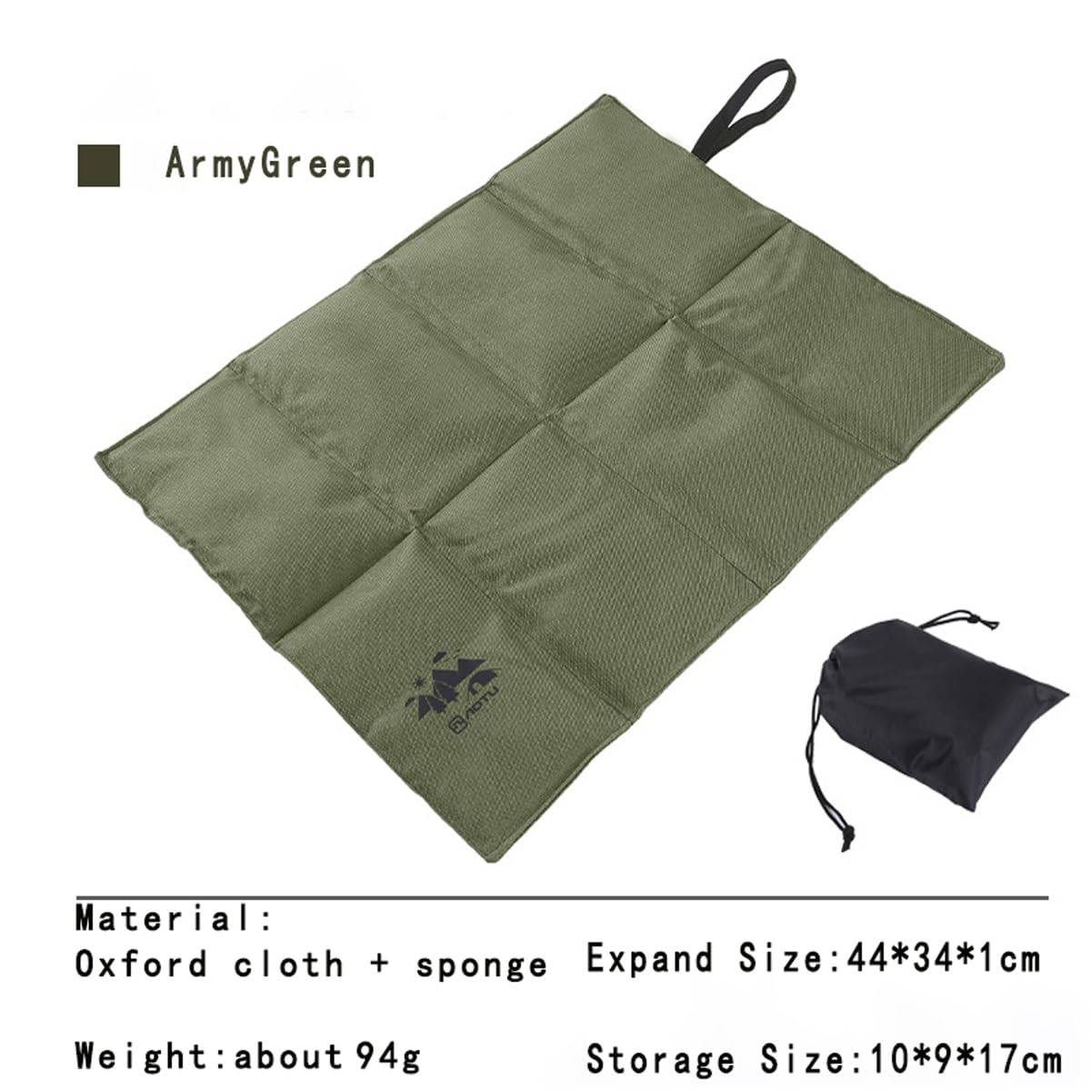 RUNGEASINI Foldable Sitting Pad Portable Camping Seat Pad Outdoor Hiking Travel Picnic Floor Ultralight Compact Beach Moisture-Proof Cushion Stadium Seat Pad (Army Green)