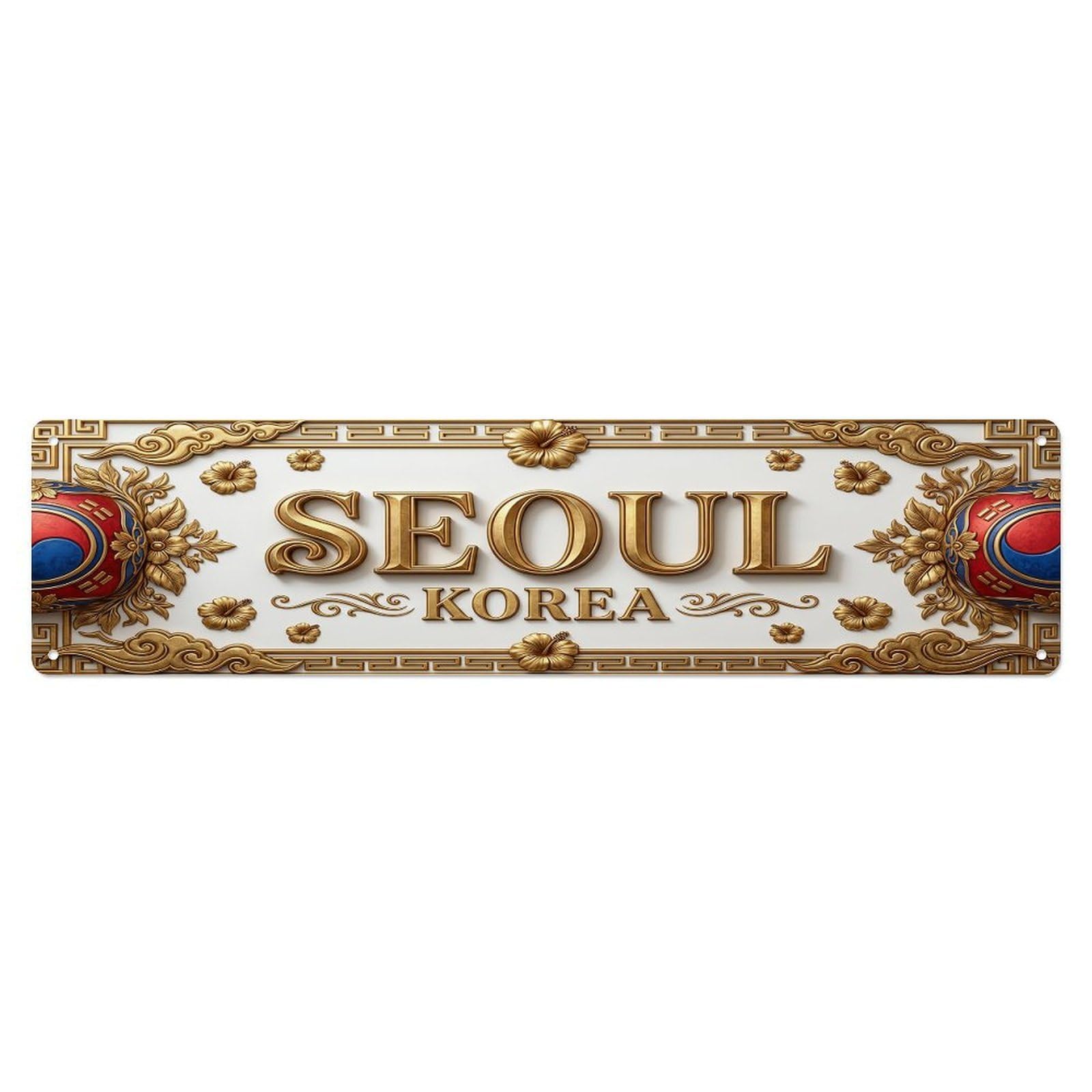 Vintage Seoul Korea Flag Pattern Metal Tin Sign