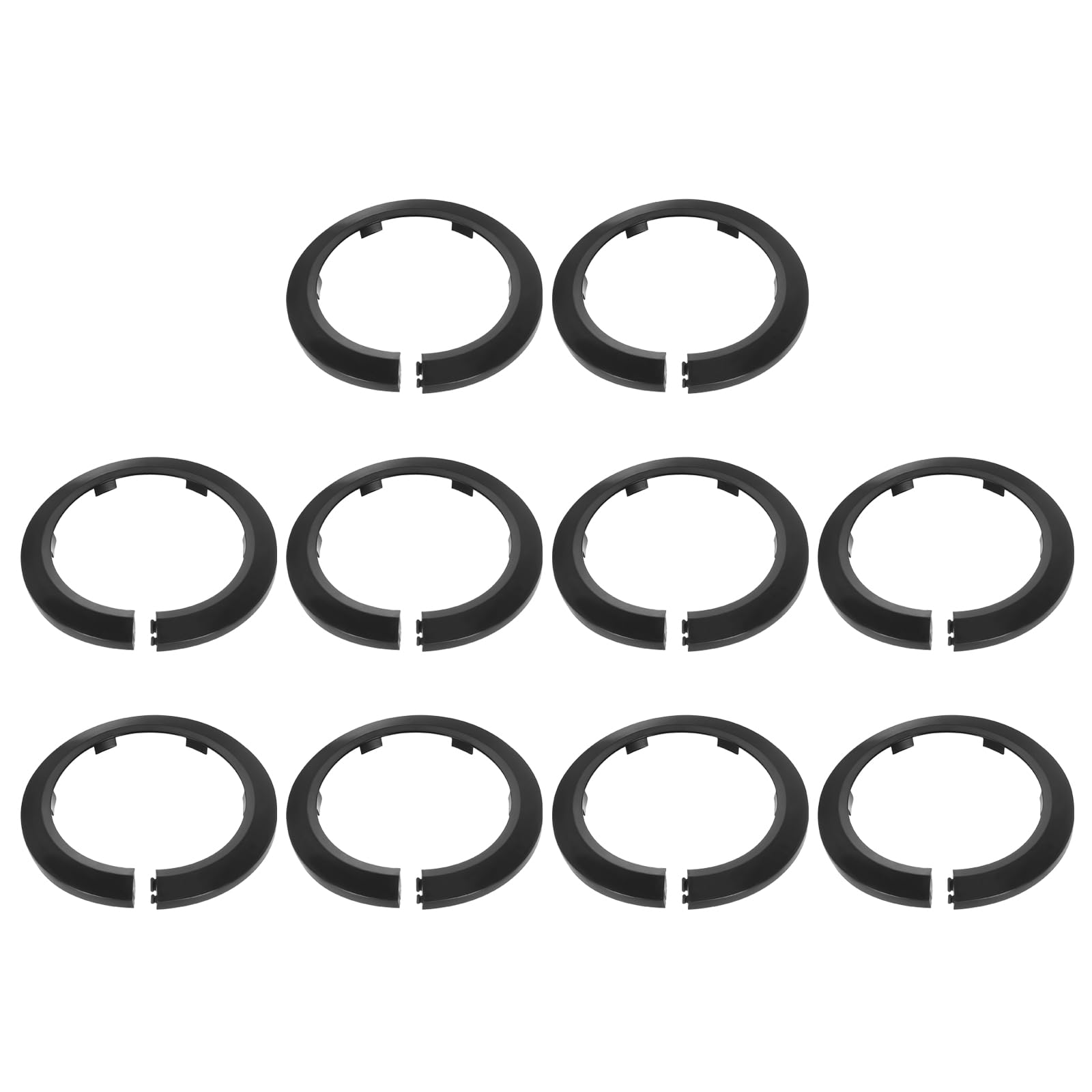 sourcing map 10pcs Flange Pipe Cover Decoration 4.33" (110mm) Plastic Clip-on Wall Hole Cover Under Sink Pipe Radiator Escutcheon Collar for Bathroom Kitchen Toilet, Black