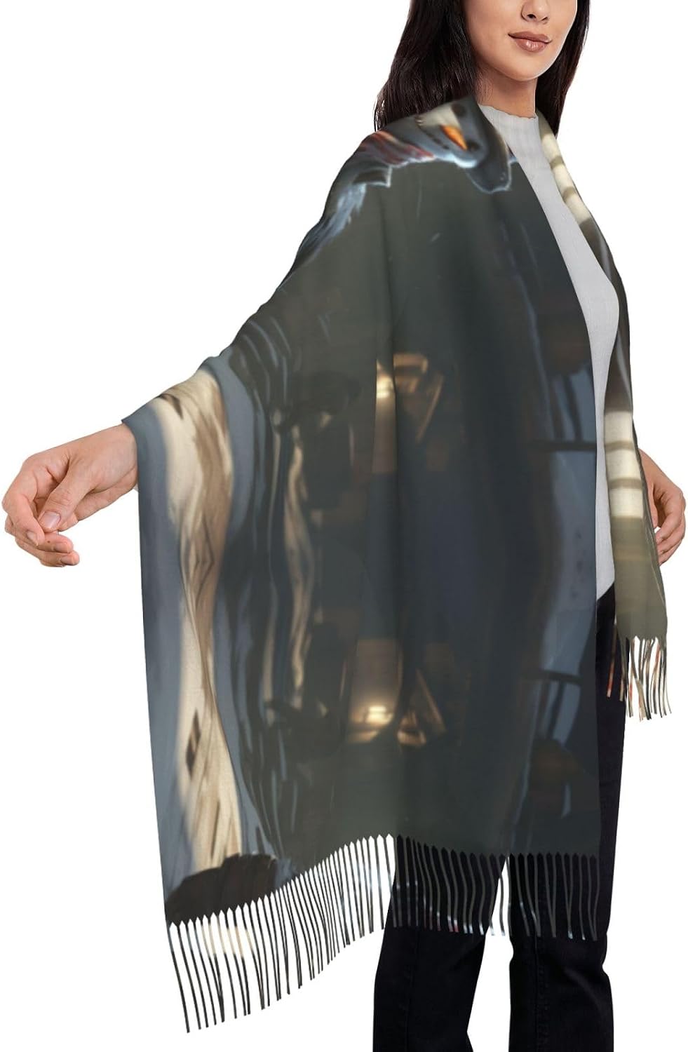 Men'S And Women'S Winter Scarves - Extremely Comfortable Shawls, Perfect Gifts For Men And Women - Unique Tassel Design Artificial Cashmere Shawls - Yeti Warrior