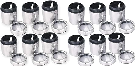 ATROCK Containers For Kitchen Storage | Jars & Containers Set Of 12 With 12 Spoon | Grocery Containers | 175Ml Each Container | Stainless Steel Storage Containers | Small Containers, Silver