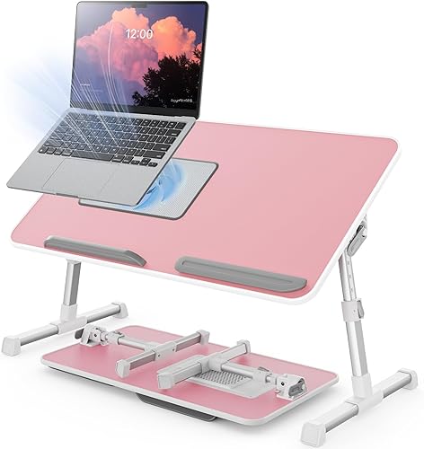 Miniatura 8 de Mesa para portátil para cama con ventilador de enfriamiento, SAIJI Soporte para portátil ajustable en altura y ángulo para cama, mesa para portátil