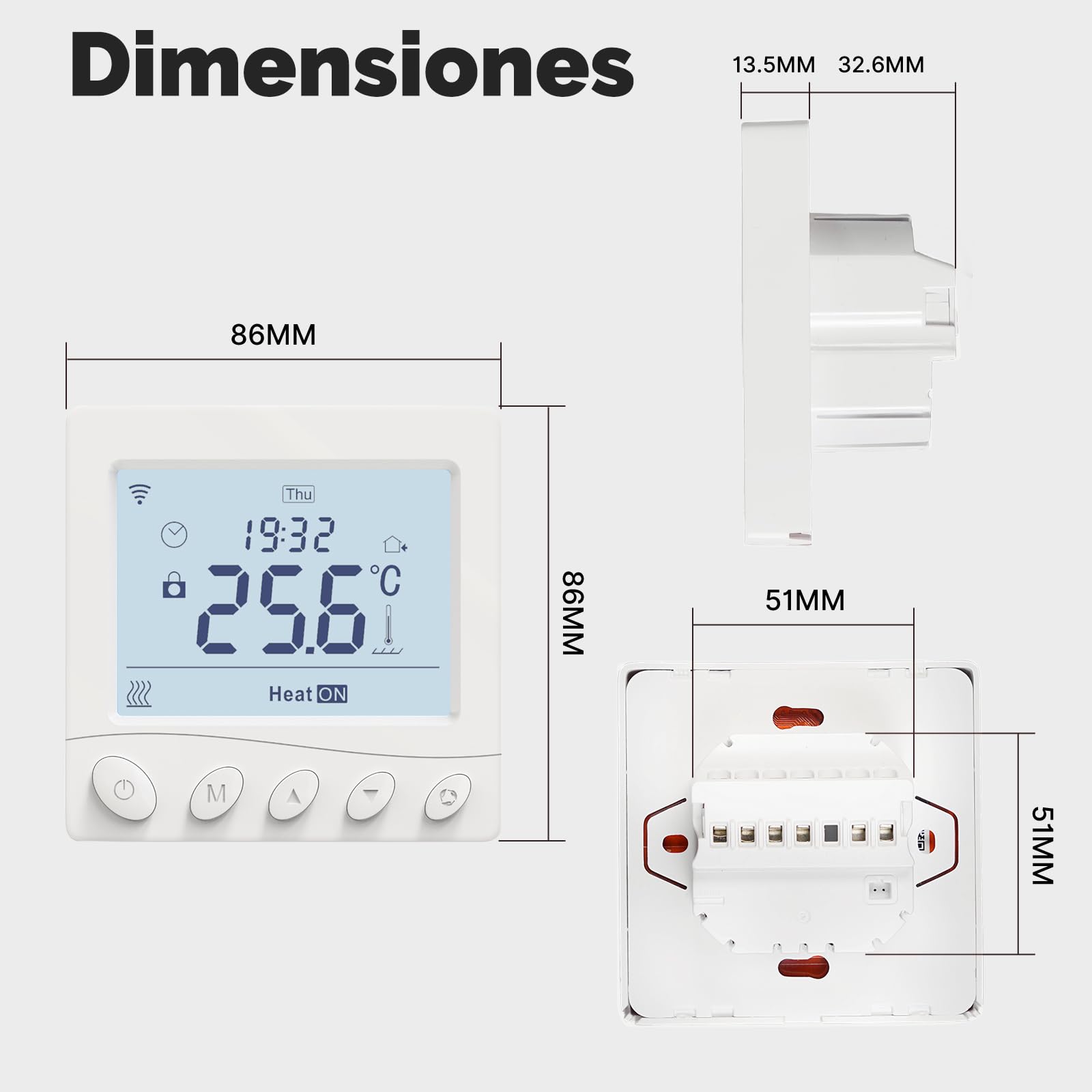 MOES Termostato WiFi Controlador de Temperatura Ambiente programable para C | aldera de Gas Temperatura Humedad Tuya/Smart Life App Control inalámbrico Alexa/Google Home