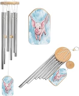 Flying Piglet Wind Chimes Outside with Relaxing Rich Sound, Memorial Wind Chimes Gifts Porch Garden Backyard