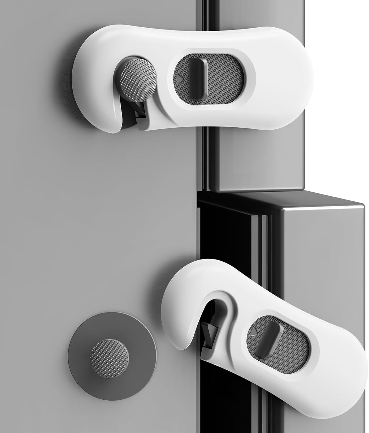 Fridge Lock, 5PCS Upgraded Child Proof Refrigerator/Fridge/Freezer/Oven/Cabinet/Drawer Door Locks for Toddlers and Kids, Durable ABS with Adhesive Backing, No Tools Need or Drill, White