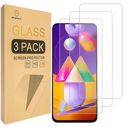 Mr.Shield [3-Pack] Designed For Samsung Galaxy M31S [Tempered Glass] [Japan Glass with 9H Hardness] Screen Protector with Lifetime Replacement
