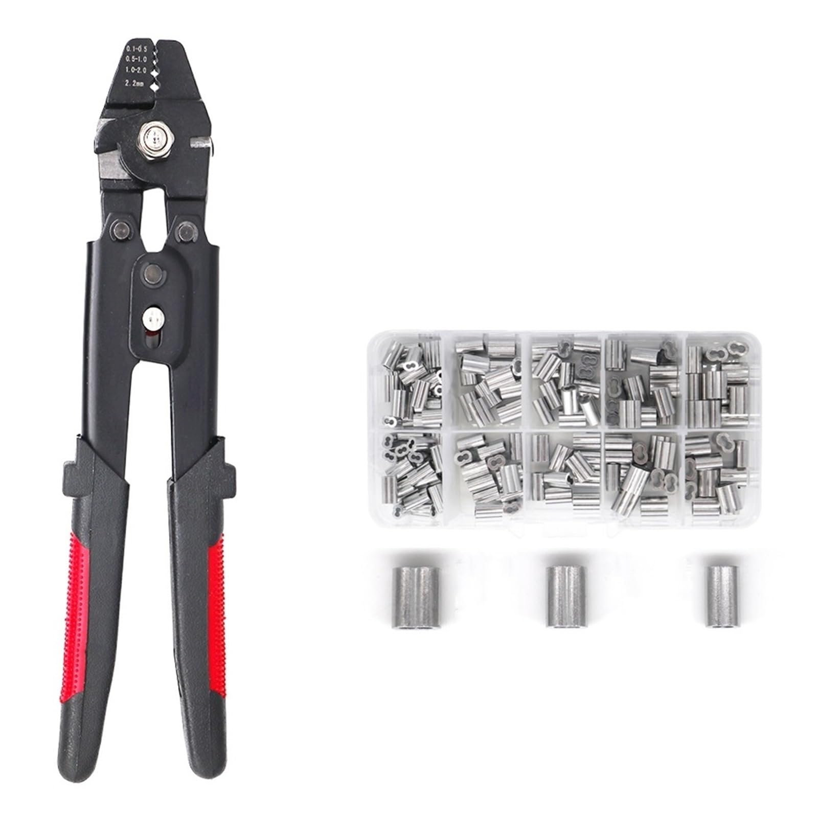 Cvjdfhre One Color Crimper， Stainless Steel Fishing Pliers Wire Rope With 150Pcs Ferrule Crimping Loop Kit