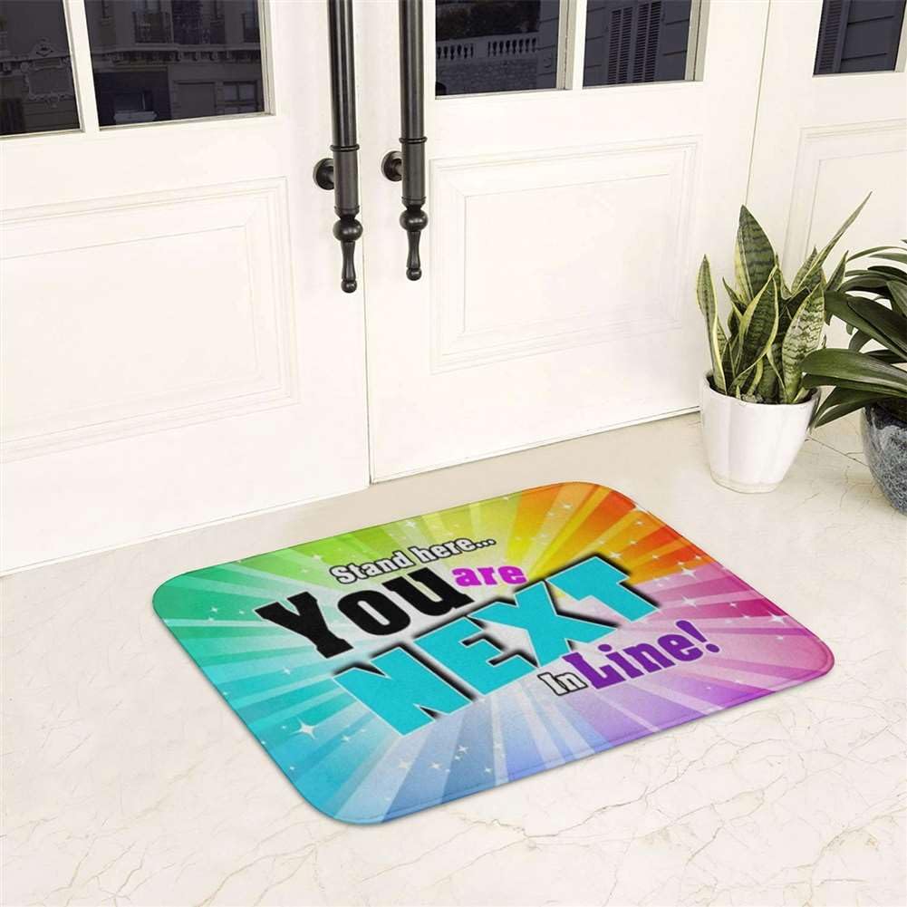 Front Back Door Mats with Non Slip Backing Stand Here You are Next in Line Sparkle 16" x 24" Welcome Entrance Floor Mat for Outdoor Entry Way, Bathroom Kitchen Rugs,24ap02daA03