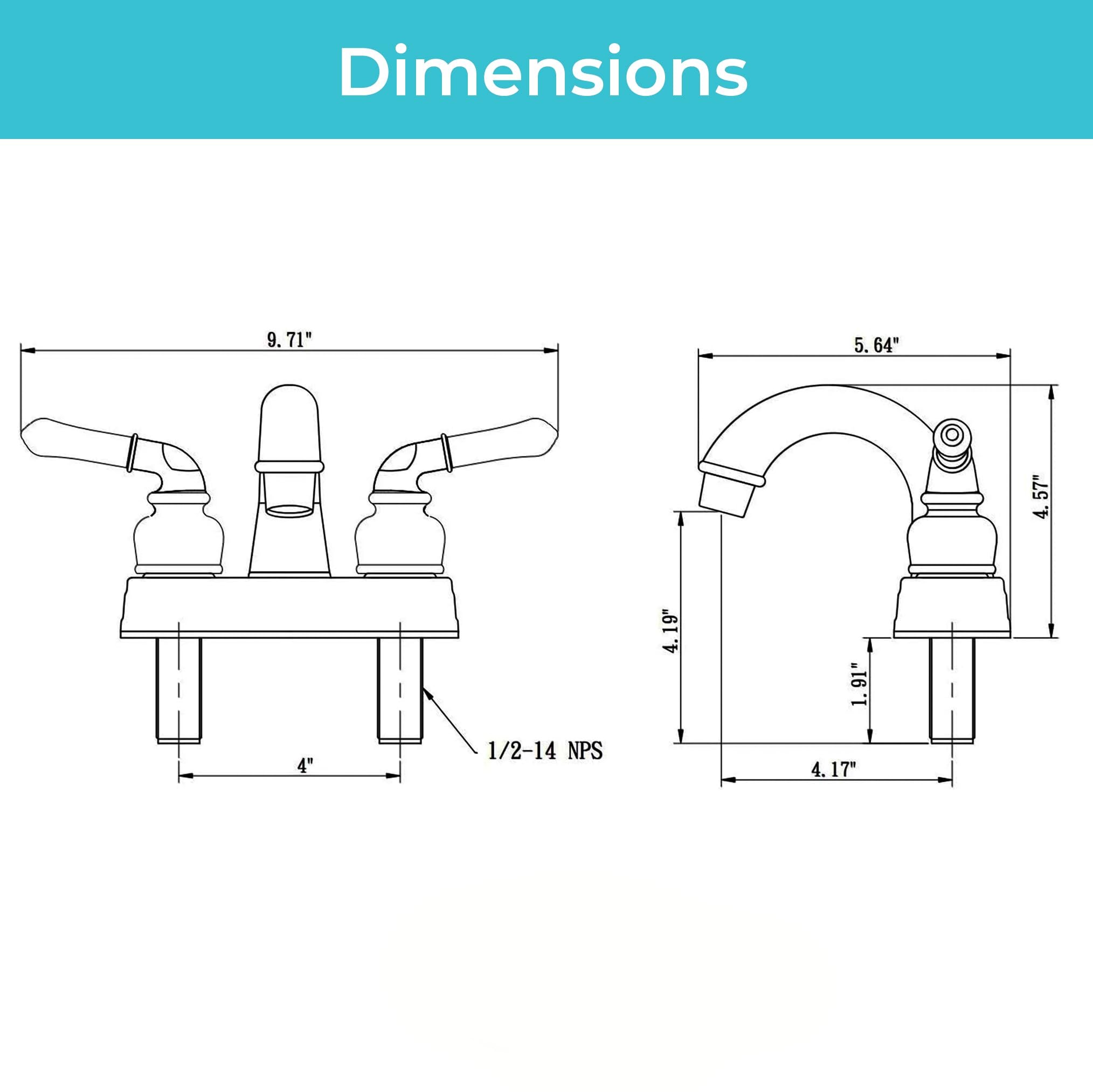 Dura Grifo clásica Dos Mango ARC Boquilla baño Grifo de RV – RV Baño Grifo para Todos los Viajes acople de, remolques, caravanas, 5 Ruedas