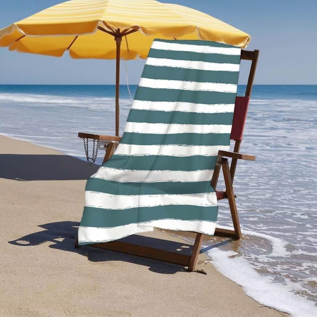 Toalla de Playa Grande 220x100cm/35x70cm, Juego de 2 Toalla Microfibra XXL de Antiarena, Toallas Playa Suave Ligera, Absorbente Secado Rápido, Beach Towel Viaje Yoga, Regalo Mujer Hombre (Verde) C-52