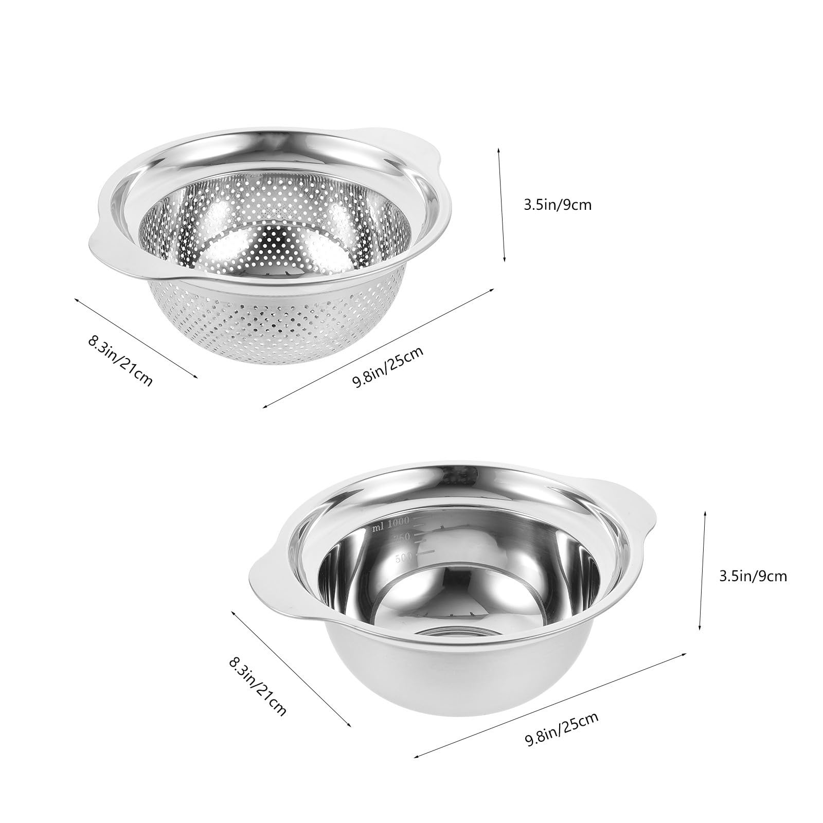 SHOWERORO Colador Multifunción Función de Drenaje de Acero Inoxidable Plata Tazón para Mezclar para Frutas y Verduras de Uso Doméstico para Limpieza en Casa