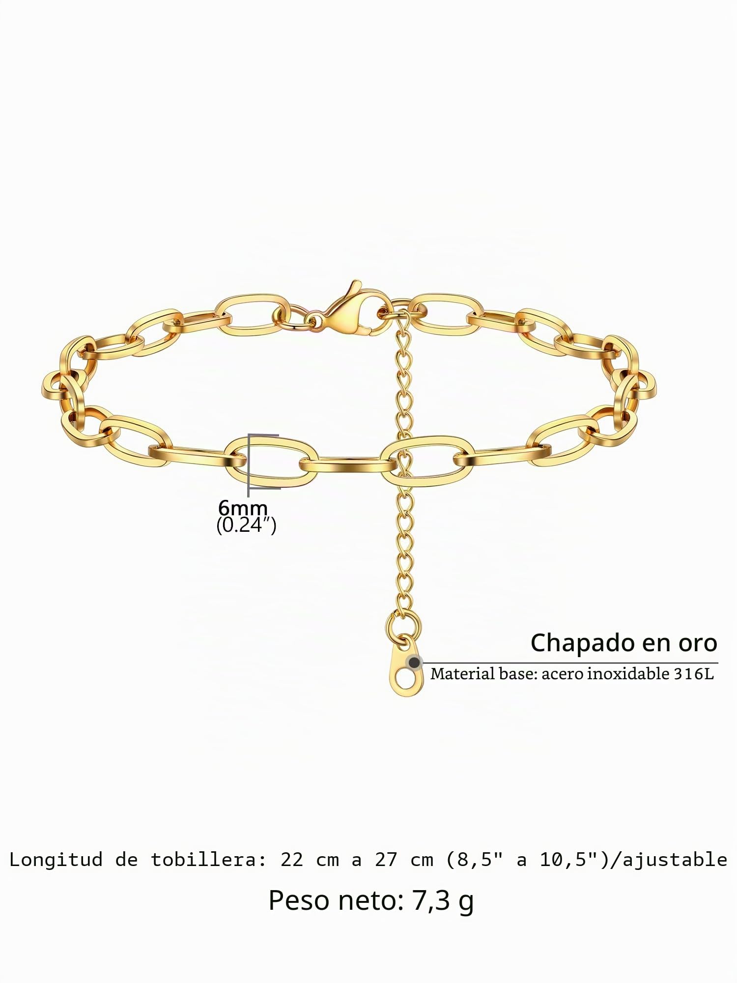PROSTEEL Tobilleras Pulseras Acero Inoxidable 2PCS/3PCS Pulseras de Tobillo Cadena de Clip Multicapa Conjunto Joyas de Mujer Chica para Verano Playa 22cm+5cm