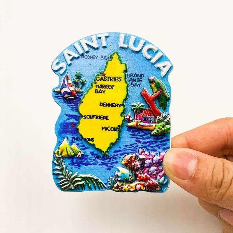 Imán para nevera 3D resin Saint Lucia multicolor miniatura 4