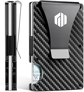 Minimalist Wallet For Men,Rfid Wallet for Men, Carbon Fiber Wallets,Mens Wallet,Men's Rigid Wallet,RFID Shield Men's Wallet,Men's Metal Wallet,Men's Wallet With Money Clip.Black