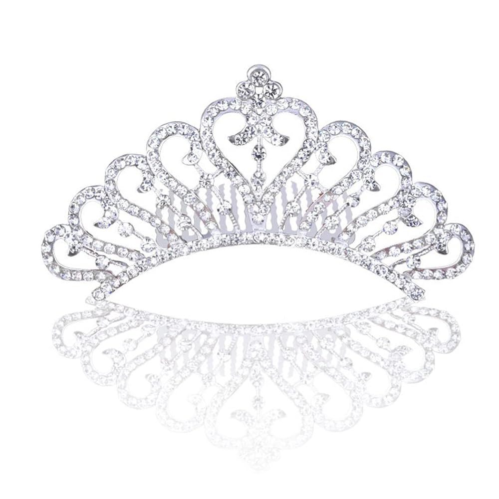✧tiara✧ Yean Silver Crystal Tiara Crown Princess Tiaras with Comb