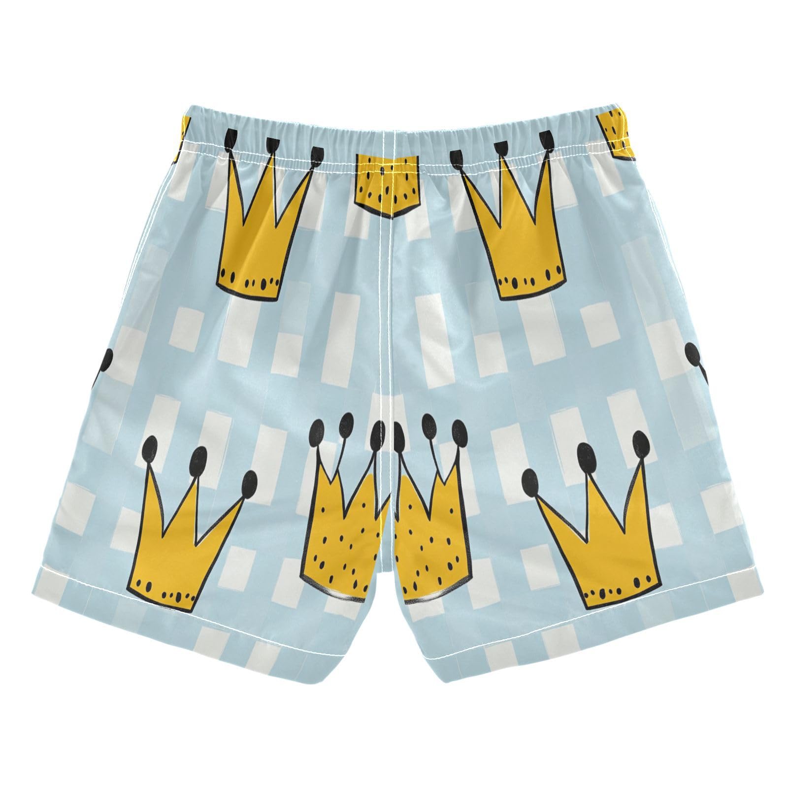 Jucciaco Boys Swim Trunk Quick Dry Beach Board Shorts Queen Crown Grid King Swimwear for Kids Multicolor