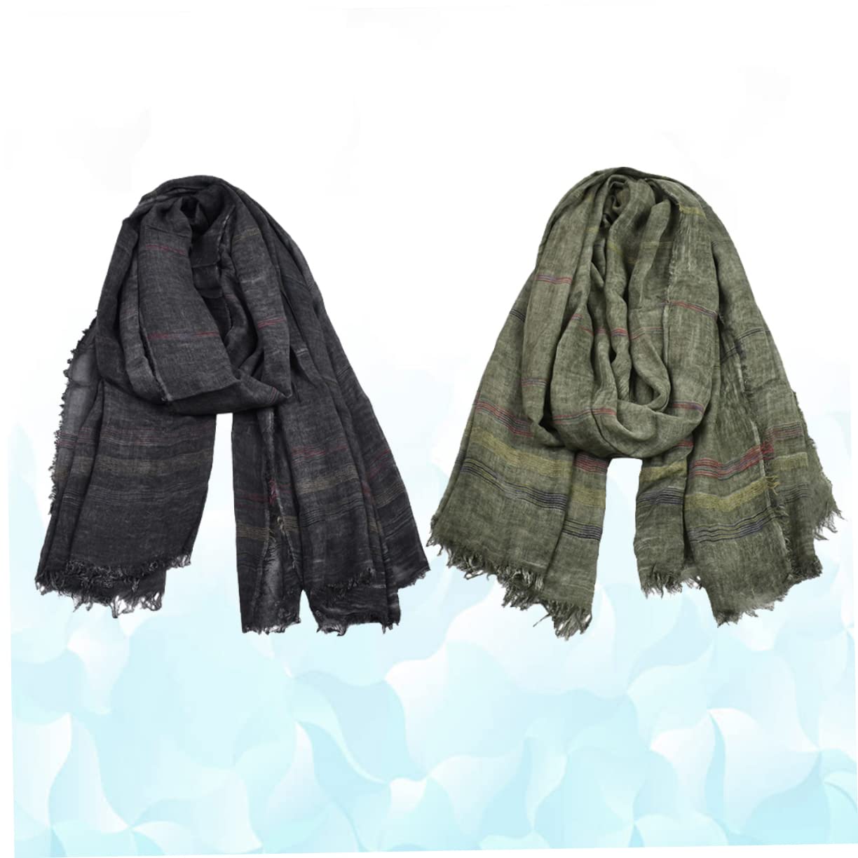 LIFKOME Sciarpa Uomo 2 Pezzi in Cotone Nero, Accessorio Moda