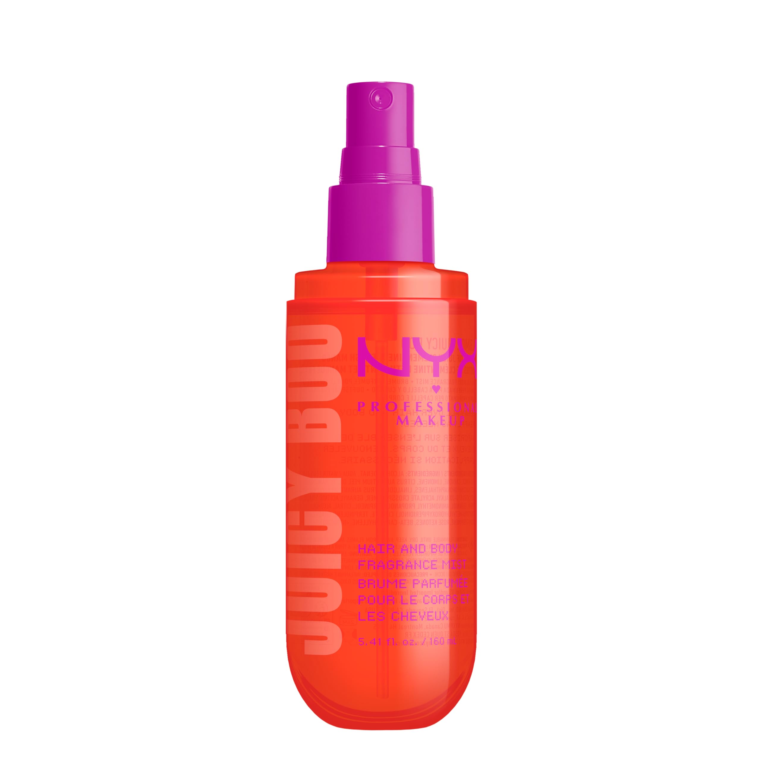 NYX Professional Makeup Fat Oil Body Mist Spray Corpo e Capelli, Fragranza Dolce, Effetto Delicato, Note di Clementina e Mango, Juicy Boo, 160 ml