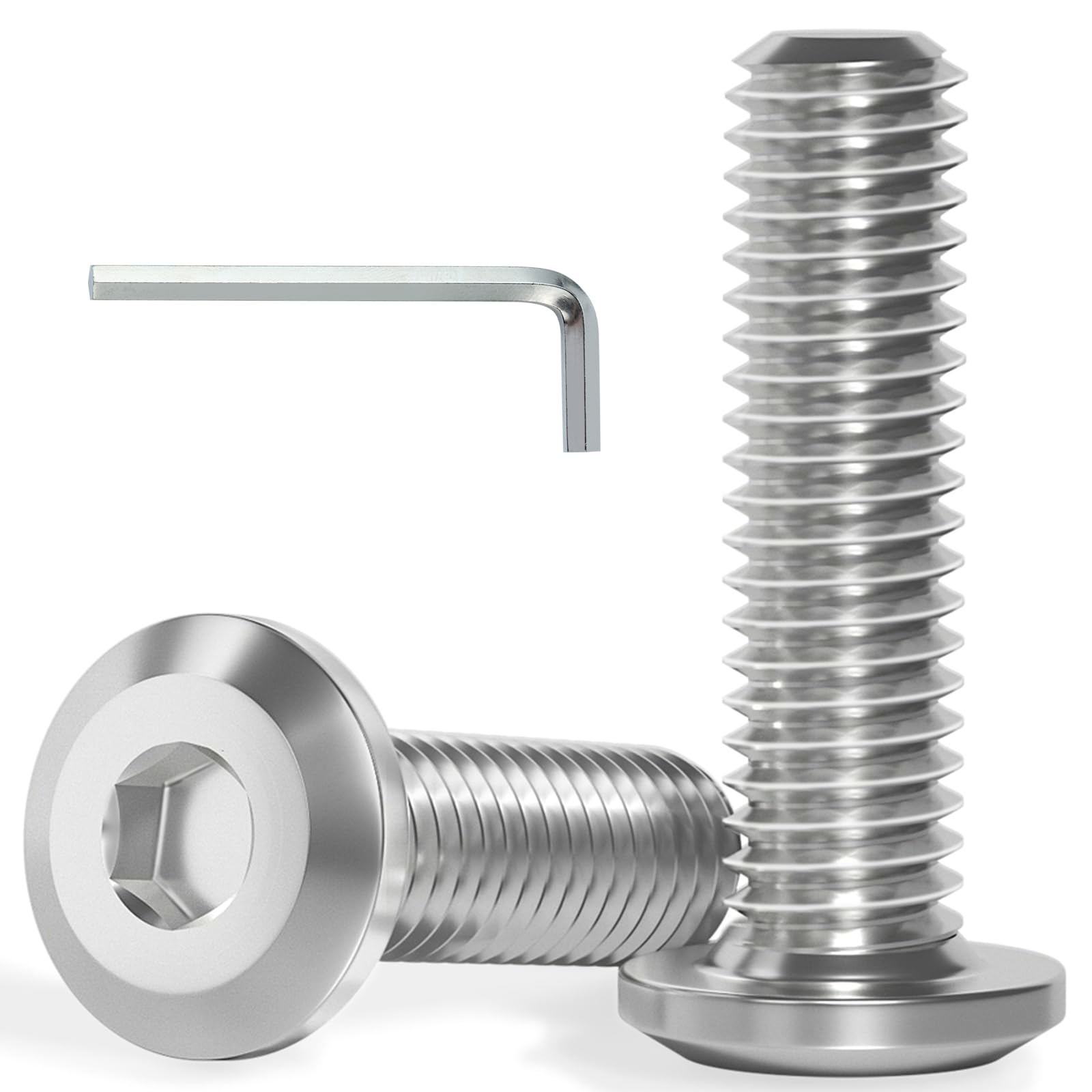 VGBUY M6-1.0 x 12 mm 90Pcs Flat Head Hex Socket Cap Screws Bolts,304 Stainless Steel 18-8,Full Thread,Hex Spanner Included (VG30103)