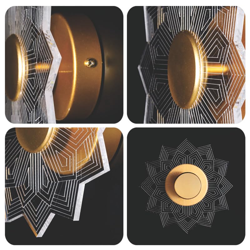 Image of Spiral Pattern 3-in-1 LED Wall Light Decorative Lamp with Golden Center Artistic Accent Lighting for Living Room Bedroom Hallway & Home Decor (Astra Glow Wall Lights, Pack of 1)