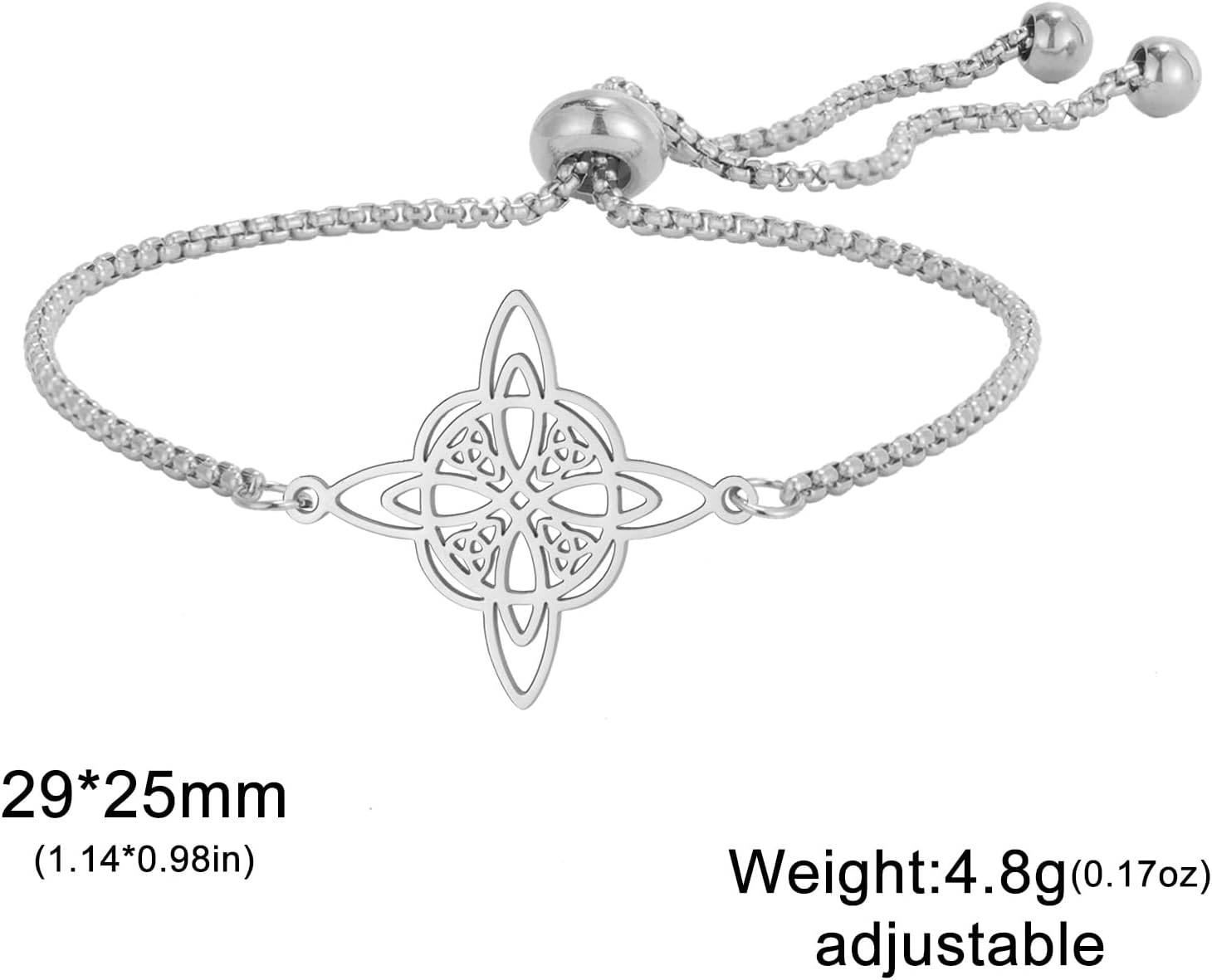 TEAMER Adjustable Witches Knot Bracelet Stainless Steel Celtic Knot Box Chain Bracelet Amulet Vintage Jewelry for Women - Image 7