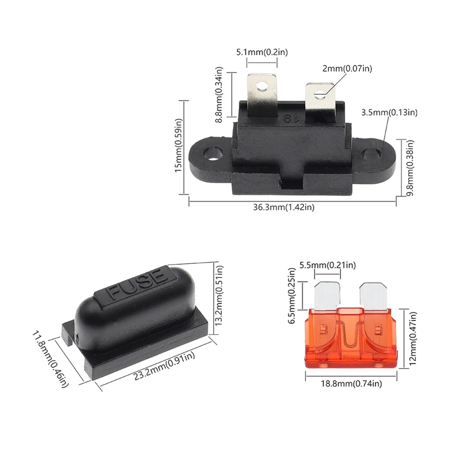 5PCS Wasserdicht Auto Standard Nahen Sicherung Halter + 1-50A Auto Boot LKW ATC ATO Klinge Sicherung 3A 5A 10A 15A 20A 25A 30A 35A 40A 50A(10A)