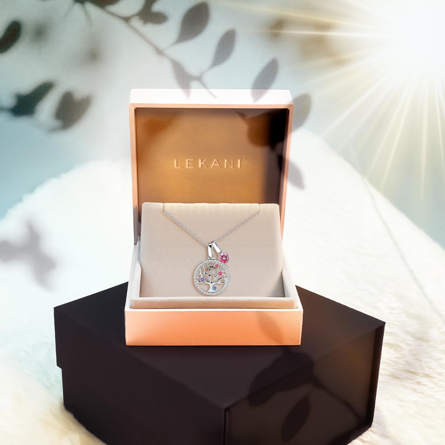 LEKANI Collana Albero della Vita con Cristalli di Austria Collana Donna Gioielli in Argento 925, Idee Regalo Donna Originale per Lei Moglie Festa della Mamma Anniversario Regalo Natale Valentin's Day