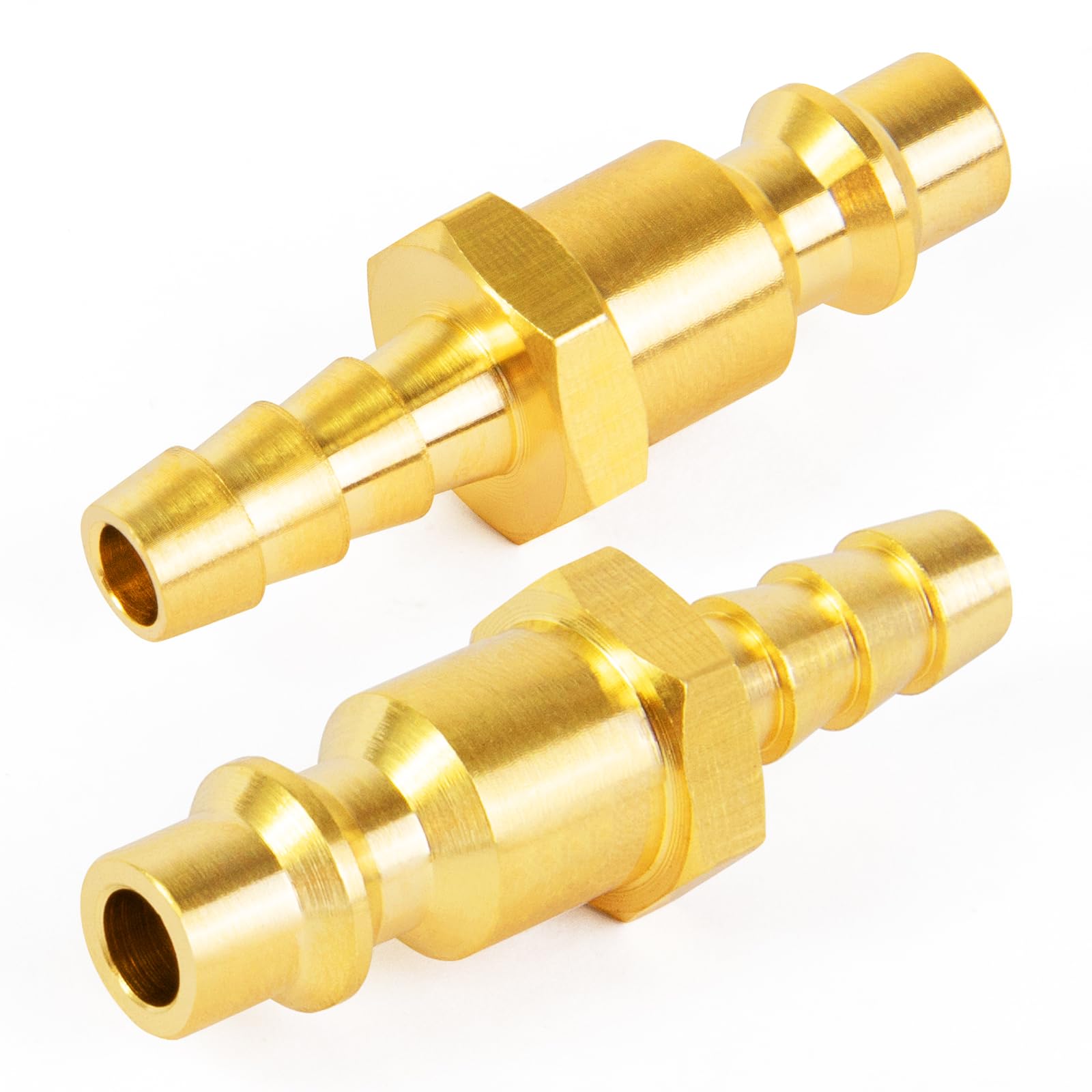 ChillWaves Brass Air Hose Fittings - 1/4" Barb X 1/4" Flow Quick Connect (10-Pack With Clamps)