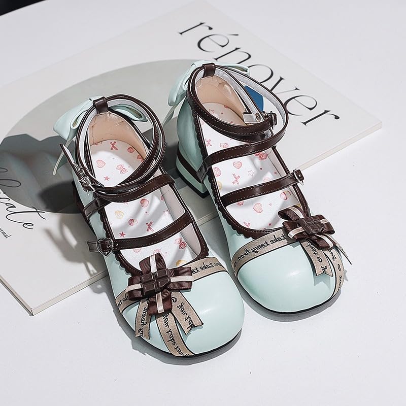 Women's Y2K Kawaii Cute Sweet Lolita Round Toe Mary Jane Shoes Cross Strap Low Block Heel Cosplay Party Prom Dress Pumps2