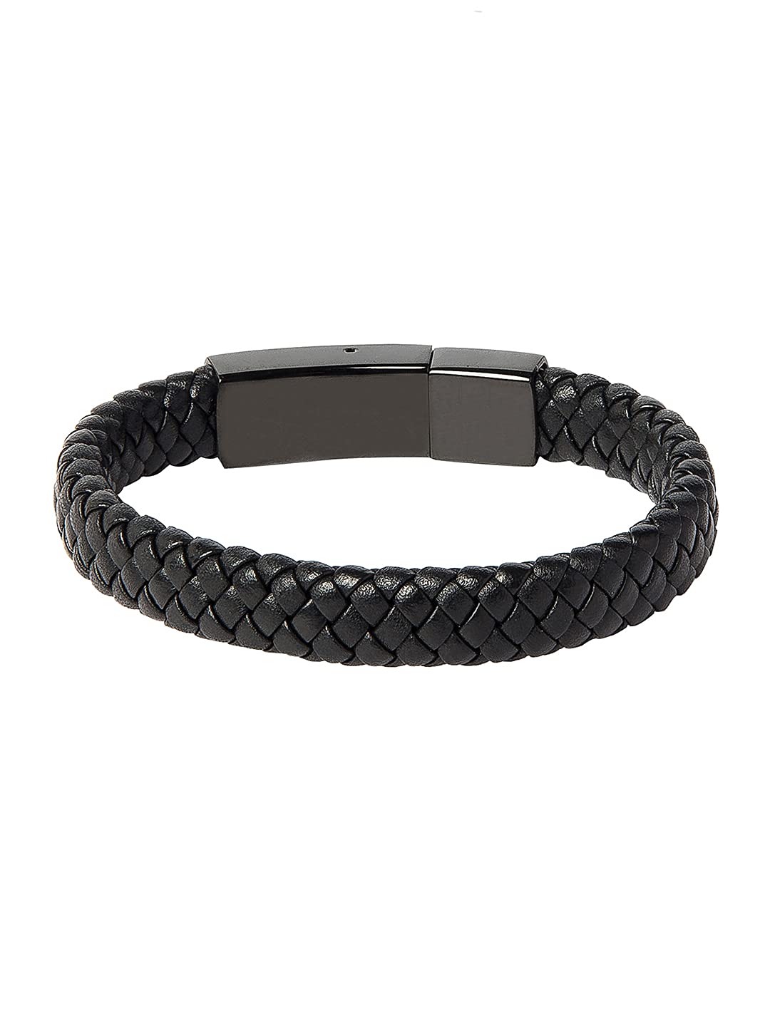 Shining Jewel Braided Designer Stainless Steel and Leather Bracelet for Men, Boys and Women [Unisex] Black (SJ_3355) (B09BNFRSWT) Amazon Price History, Amazon Price Tracker