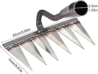 Vista 7 de Rastrillo de jardín afilado y duradero, rastrillo de hierro resistente, rastrillo de mano de acero endurecido para césped de patio trasero